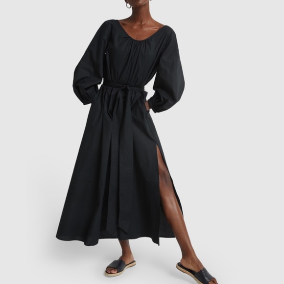G LABEL GOOP X TABITHA SIMMONS black cotton dress with tie and pockets. - Picture 1 of 9